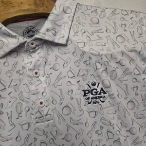 Flag & Anthem MadeFlex PGA of America Golf Polo Shirt Men 2X White Novelty Print